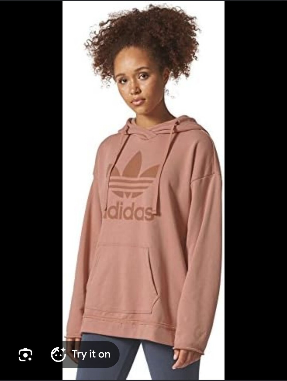 Oversized adidas Trefoil Hoodie in Dusty Rose